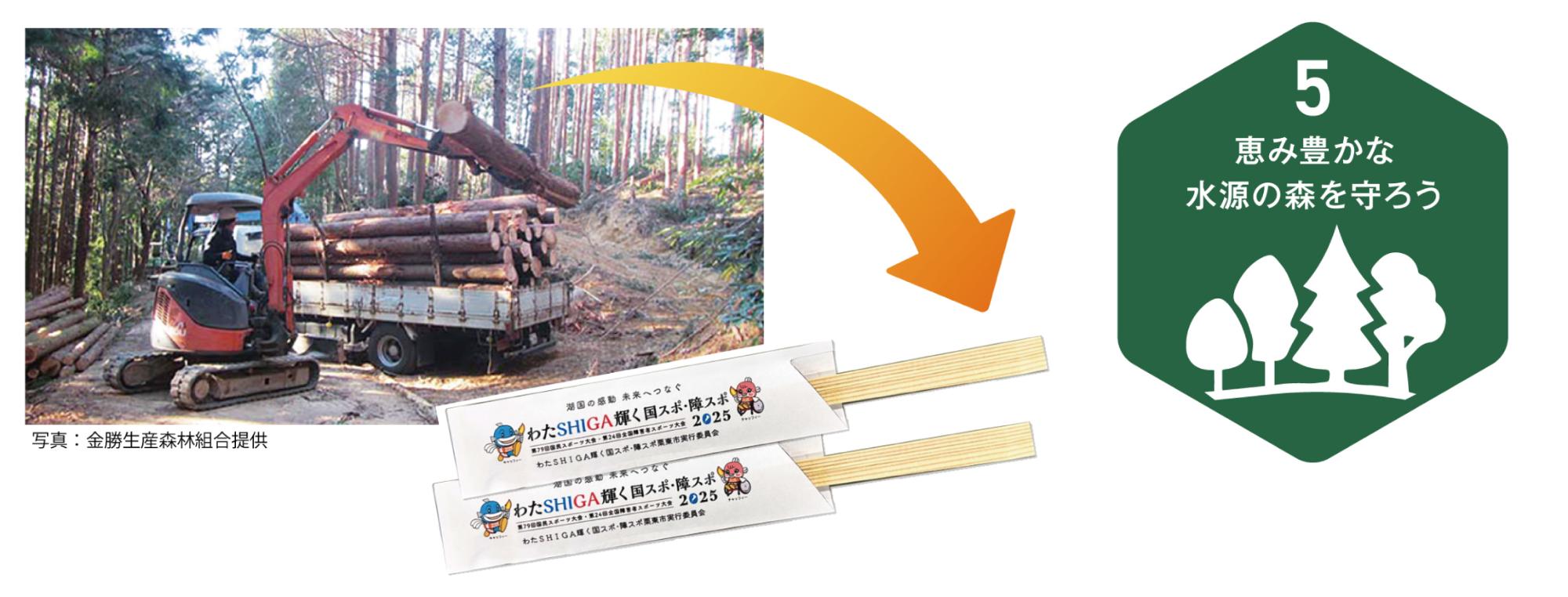 栗東金勝の間伐材を活用した箸