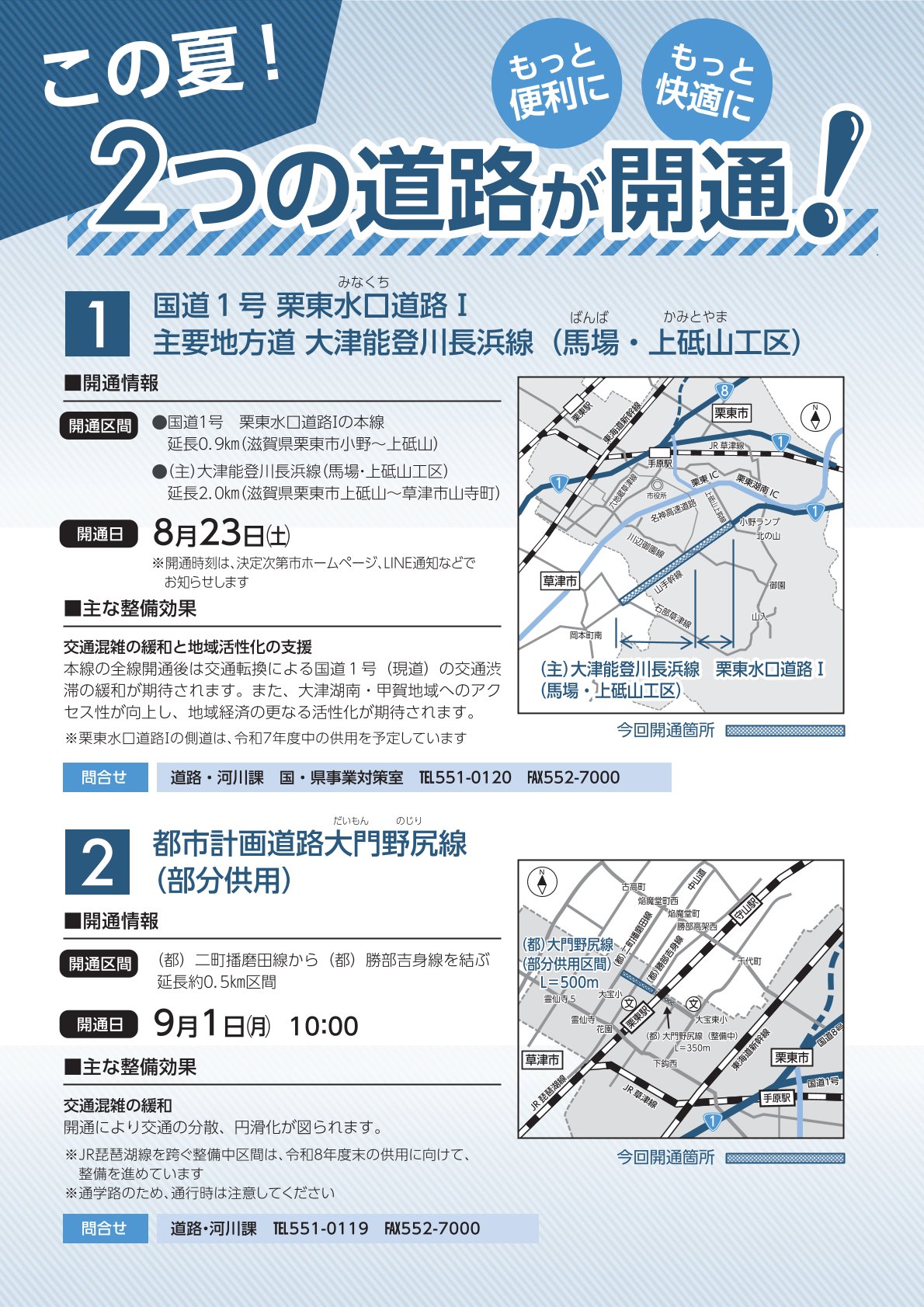 2つの道路が開通した場所