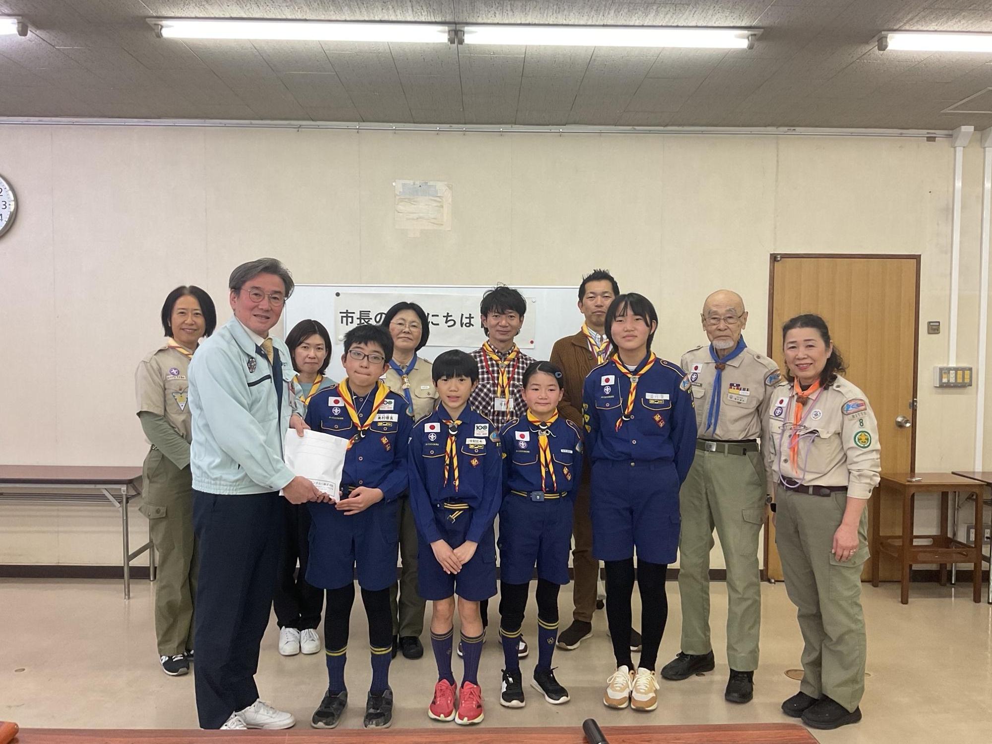 市長のこんにちはトーク（ボーイスカウト滋賀連盟栗東第8団）