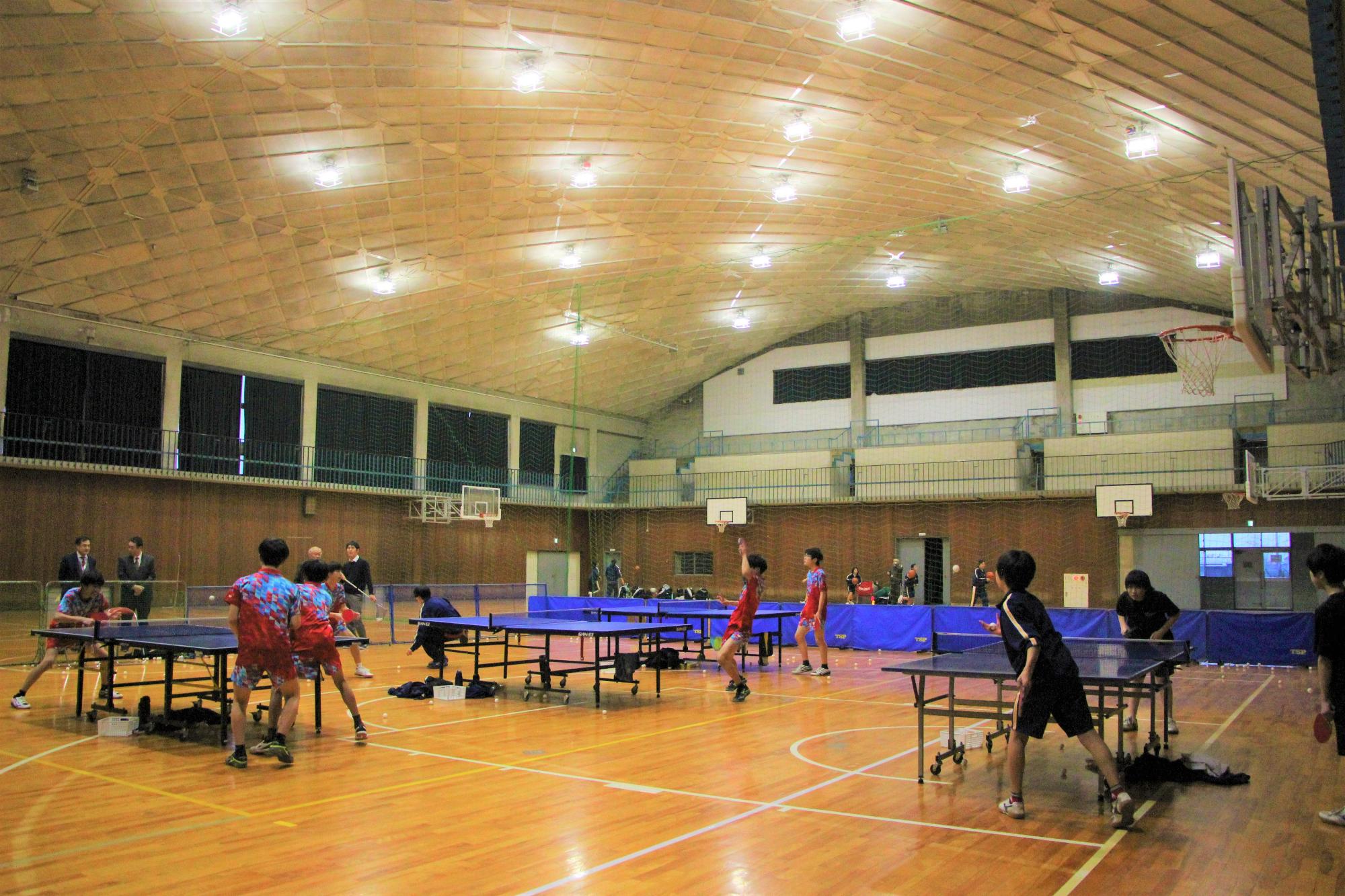 栗東中学校男子卓球部練習風景