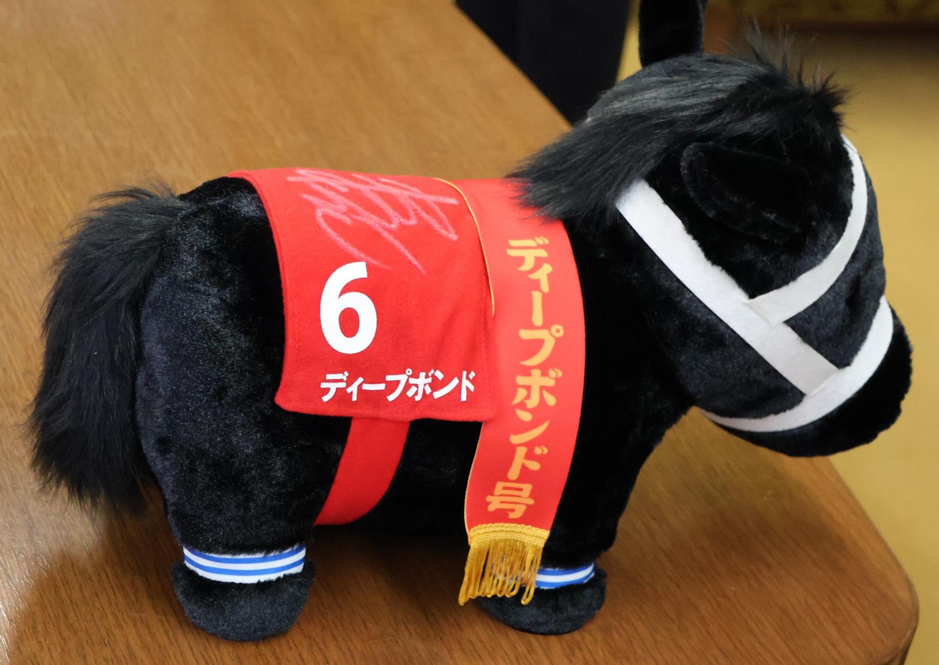 サインが入ったディープポンドのぬいぐるみ