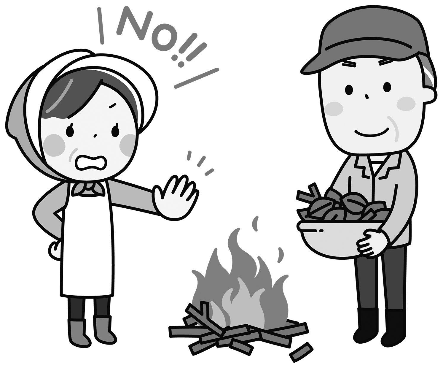 野焼き禁止イラスト